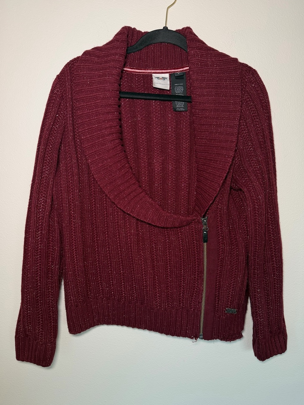Y2K Harley Davidson Metallic Sparkly Knit Moto Sweater Biker Vintage